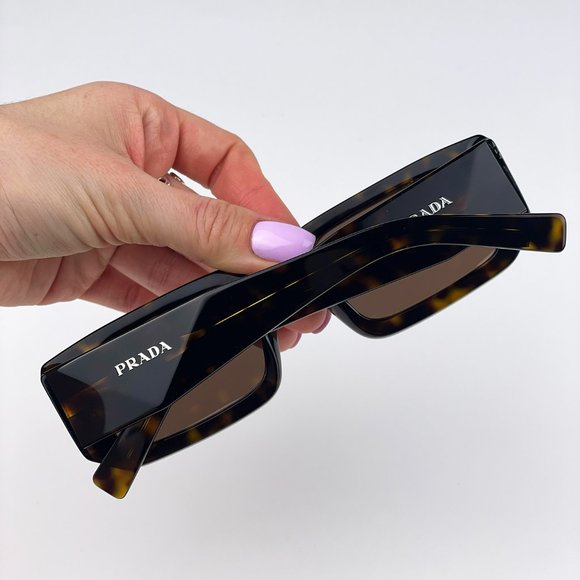 Prada PR06YS 2AU8C1 Sunglasses Havana Tortoise Dark Brown Rectangle Unisex - Picture 4 of 12